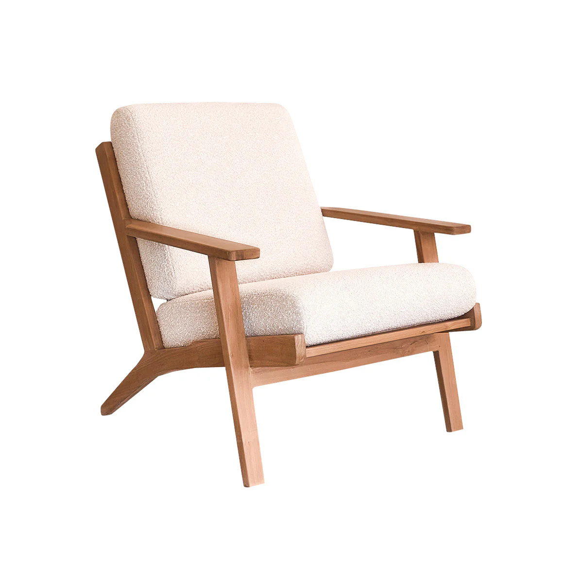 Fauteuil en teck massif et tissu bouclette - Image 2